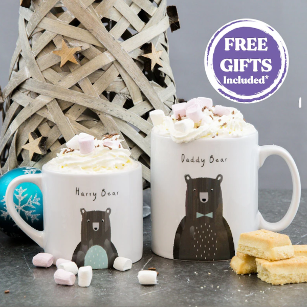 Customised Bear Family Mugs: Adorable Parent-Child Set for New Home, Birthday, or Father's Day